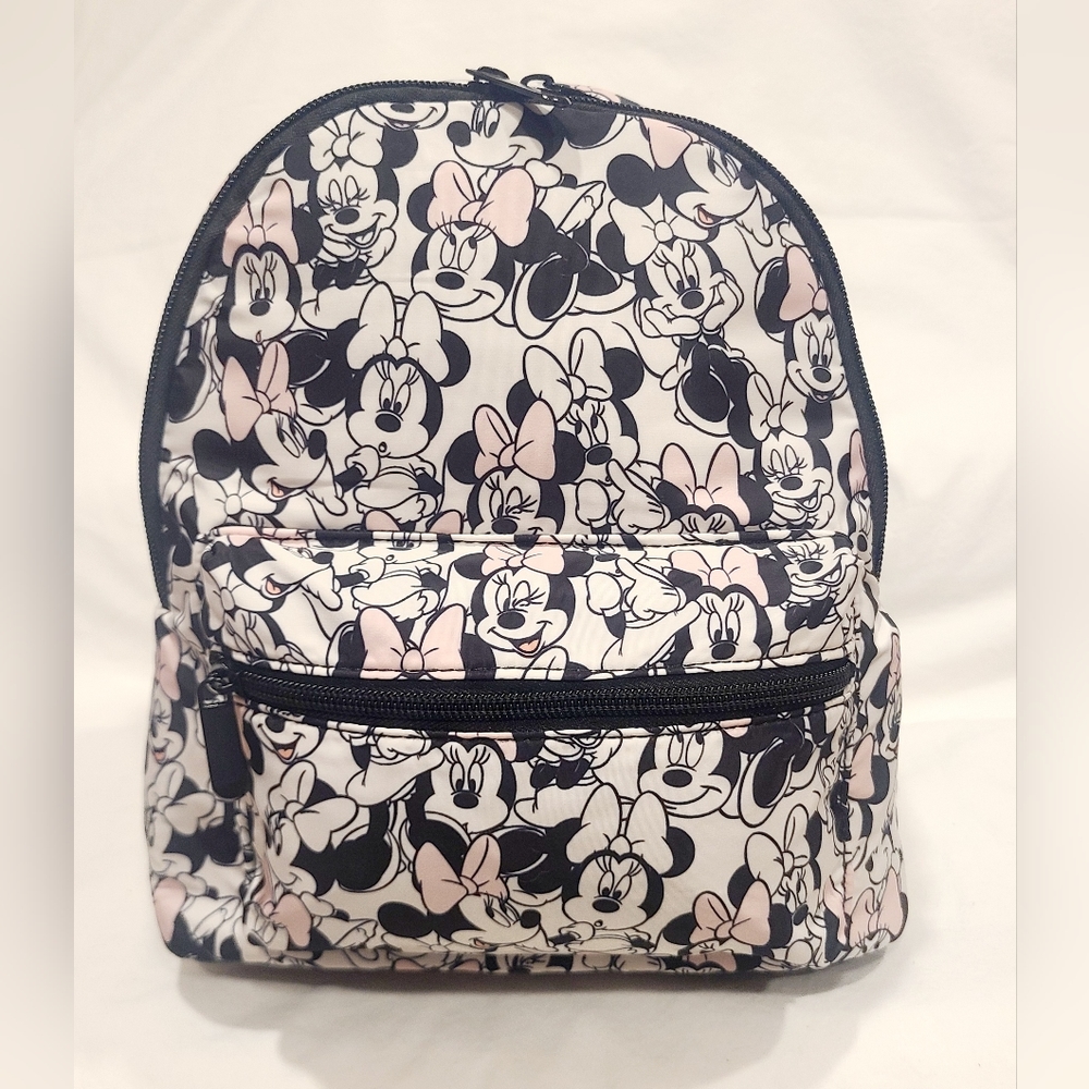 Disney Minnie Mouse Black, Pink & White Small Backpack NWT